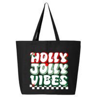 Cute Holly Jolly Vibes Christmas Checkerboard 25L Jumbo Tote