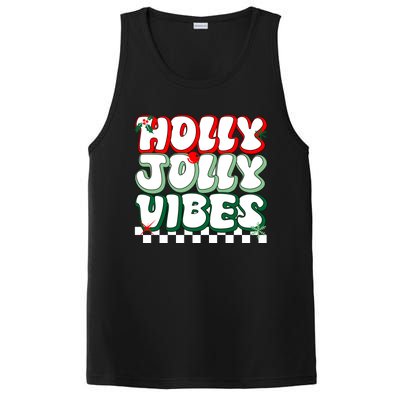 Cute Holly Jolly Vibes Christmas Checkerboard PosiCharge Competitor Tank