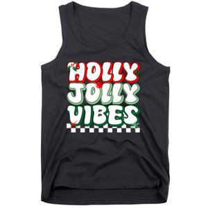 Cute Holly Jolly Vibes Christmas Checkerboard Tank Top