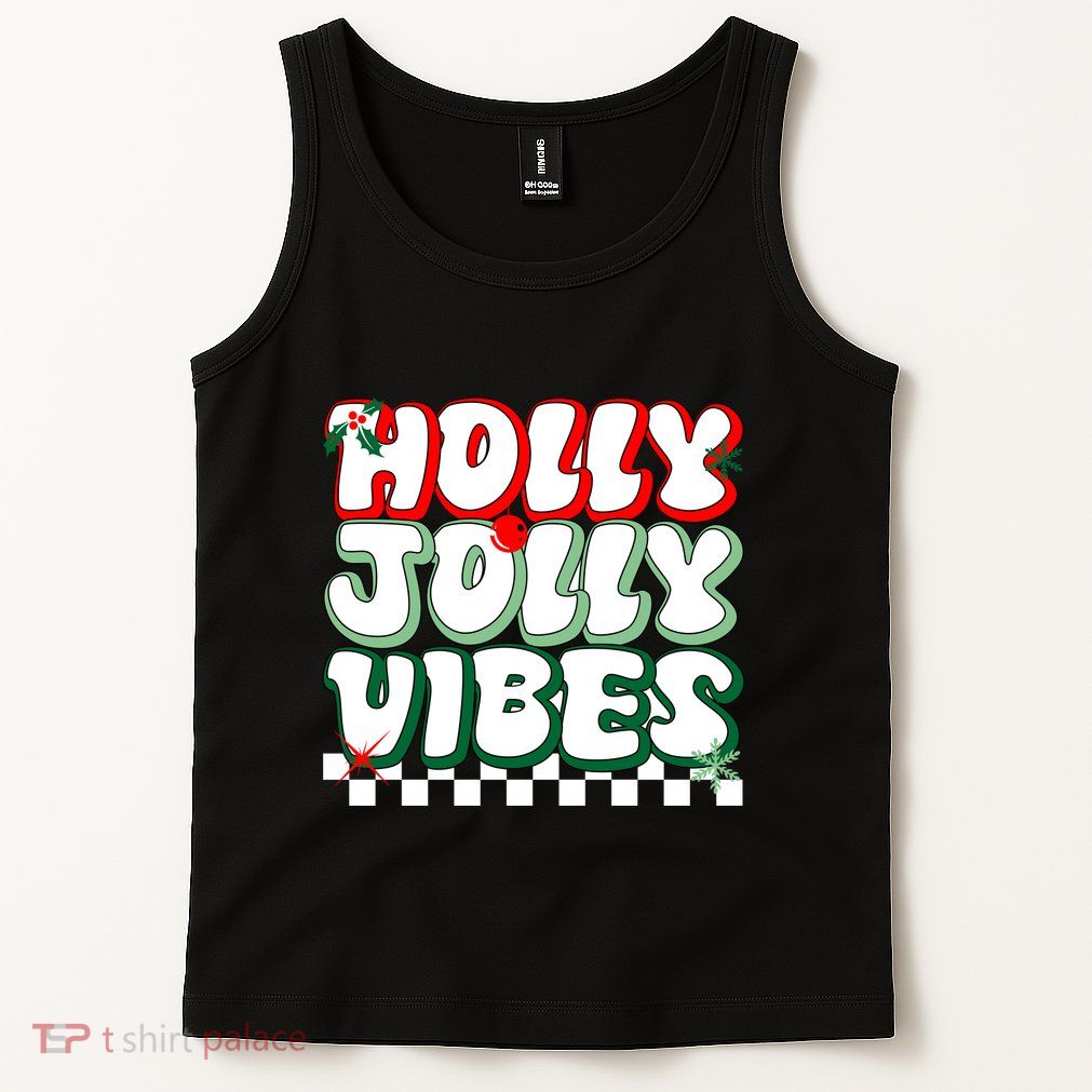 Cute Holly Jolly Vibes Christmas Checkerboard Tank Top