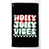 Cute Holly Jolly Vibes Christmas Checkerboard Golf Towel