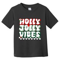 Cute Holly Jolly Vibes Christmas Checkerboard Toddler T-Shirt