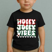 Cute Holly Jolly Vibes Christmas Checkerboard Toddler T-Shirt