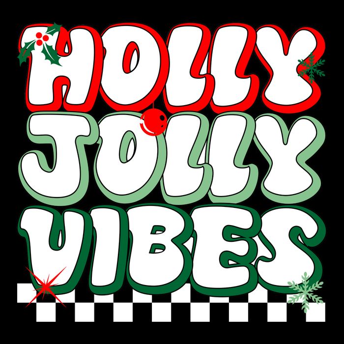 Cute Holly Jolly Vibes Christmas Checkerboard Toddler T-Shirt