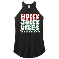 Cute Holly Jolly Vibes Christmas Checkerboard Women’s Perfect Tri Rocker Tank