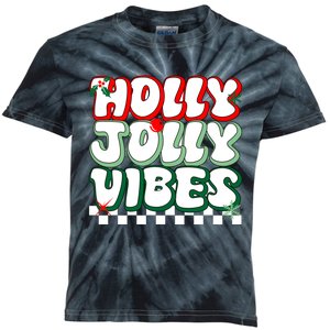 Cute Holly Jolly Vibes Christmas Checkerboard Kids Tie-Dye T-Shirt