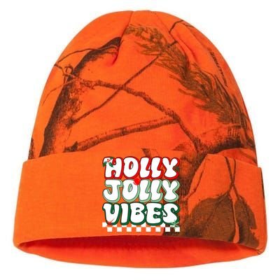 Cute Holly Jolly Vibes Christmas Checkerboard Kati Licensed 12" Camo Beanie