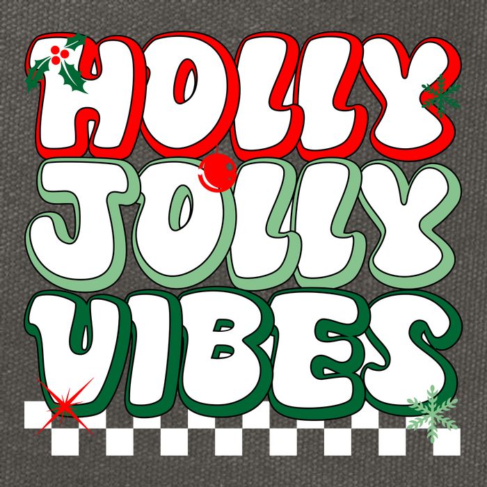 Cute Holly Jolly Vibes Christmas Checkerboard Cotton Canvas Backpack