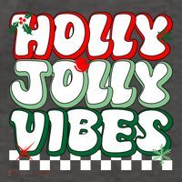 Cute Holly Jolly Vibes Christmas Checkerboard Vector Backpack