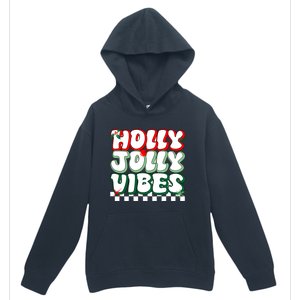 Cute Holly Jolly Vibes Christmas Checkerboard Urban Pullover Hoodie