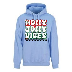 Cute Holly Jolly Vibes Christmas Checkerboard Unisex Surf Hoodie