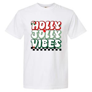 Cute Holly Jolly Vibes Christmas Checkerboard Garment-Dyed Heavyweight T-Shirt