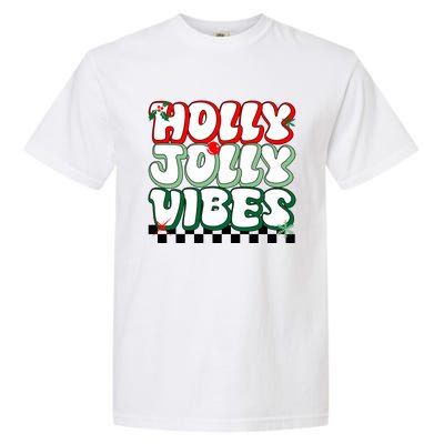 Cute Holly Jolly Vibes Christmas Checkerboard Garment-Dyed Heavyweight T-Shirt