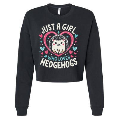 Cute Hedgehog Just A Girl Who Loves Hedgehogs Cute Girl Cropped Pullover Crew