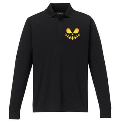 Creepy Halloween Jack O Lantern Jackolantern Pumpkin Face Costume Performance Long Sleeve Polo