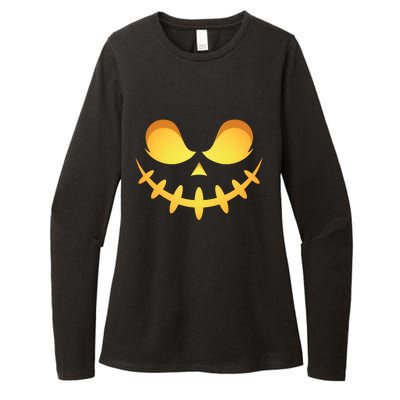 Creepy Halloween Jack O Lantern Jackolantern Pumpkin Face Costume Womens CVC Long Sleeve Shirt