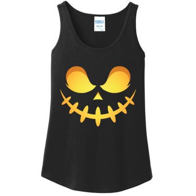 Creepy Halloween Jack O Lantern Jackolantern Pumpkin Face Costume Ladies Essential Tank