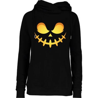 Creepy Halloween Jack O Lantern Jackolantern Pumpkin Face Costume Womens Funnel Neck Pullover Hood