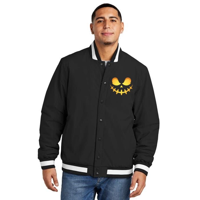 Creepy Halloween Jack O Lantern Jackolantern Pumpkin Face Costume Insulated Varsity Jacket