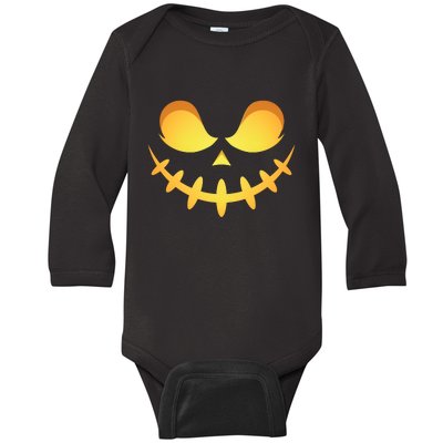 Creepy Halloween Jack O Lantern Jackolantern Pumpkin Face Costume Baby Long Sleeve Bodysuit