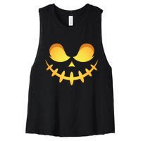 Creepy Halloween Jack O Lantern Jackolantern Pumpkin Face Costume Women's Racerback Cropped Tank