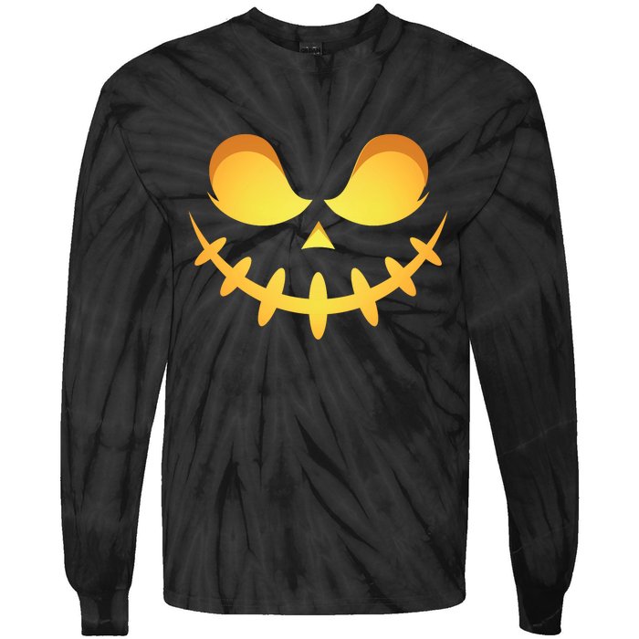 Creepy Halloween Jack O Lantern Jackolantern Pumpkin Face Costume Tie-Dye Long Sleeve Shirt