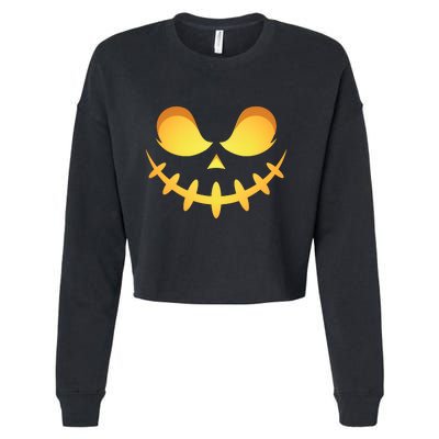 Creepy Halloween Jack O Lantern Jackolantern Pumpkin Face Costume Cropped Pullover Crew