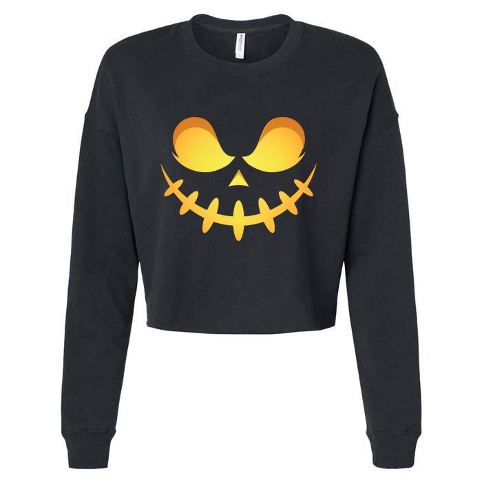 Creepy Halloween Jack O Lantern Jackolantern Pumpkin Face Costume Cropped Pullover Crew