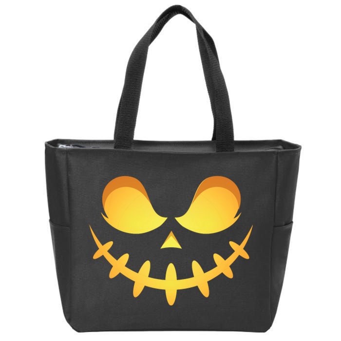 Creepy Halloween Jack O Lantern Jackolantern Pumpkin Face Costume Zip Tote Bag