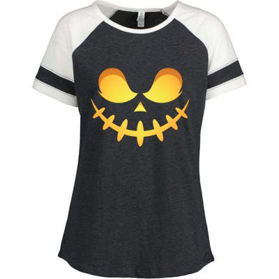 Creepy Halloween Jack O Lantern Jackolantern Pumpkin Face Costume Enza Ladies Jersey Colorblock Tee