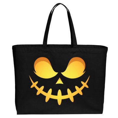 Creepy Halloween Jack O Lantern Jackolantern Pumpkin Face Costume Cotton Canvas Jumbo Tote