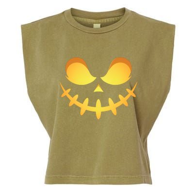 Creepy Halloween Jack O Lantern Jackolantern Pumpkin Face Costume Garment-Dyed Women's Muscle Tee