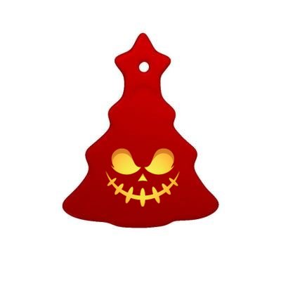 Creepy Halloween Jack O Lantern Jackolantern Pumpkin Face Costume Ceramic Tree Ornament