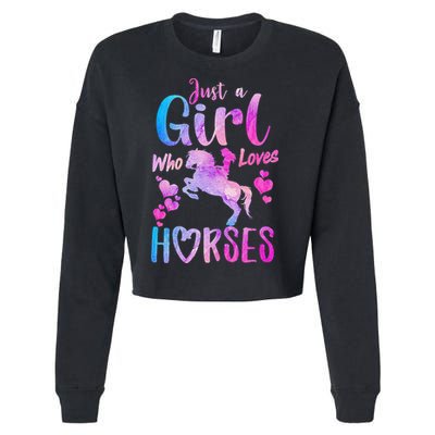 Cute Horse Just A Who Loves Horses Riding Cropped Pullover Crew