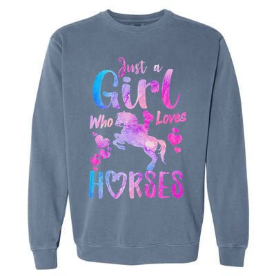 Cute Horse Just A Who Loves Horses Riding Garment-Dyed Sweatshirt