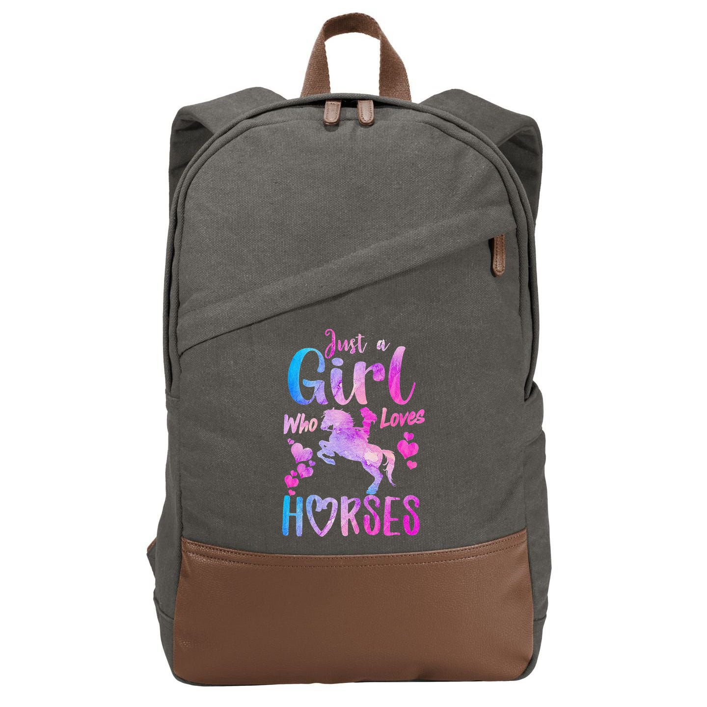 Cute Horse Just A Who Loves Horses Riding Cotton Canvas Backpack