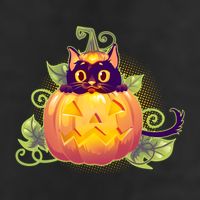Cute Halloween Jackolantern PumpkinBlack Cat 7 Panel Mesh Trucker Snapback Hat