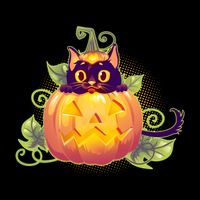 Cute Halloween Jackolantern PumpkinBlack Cat City Backpack