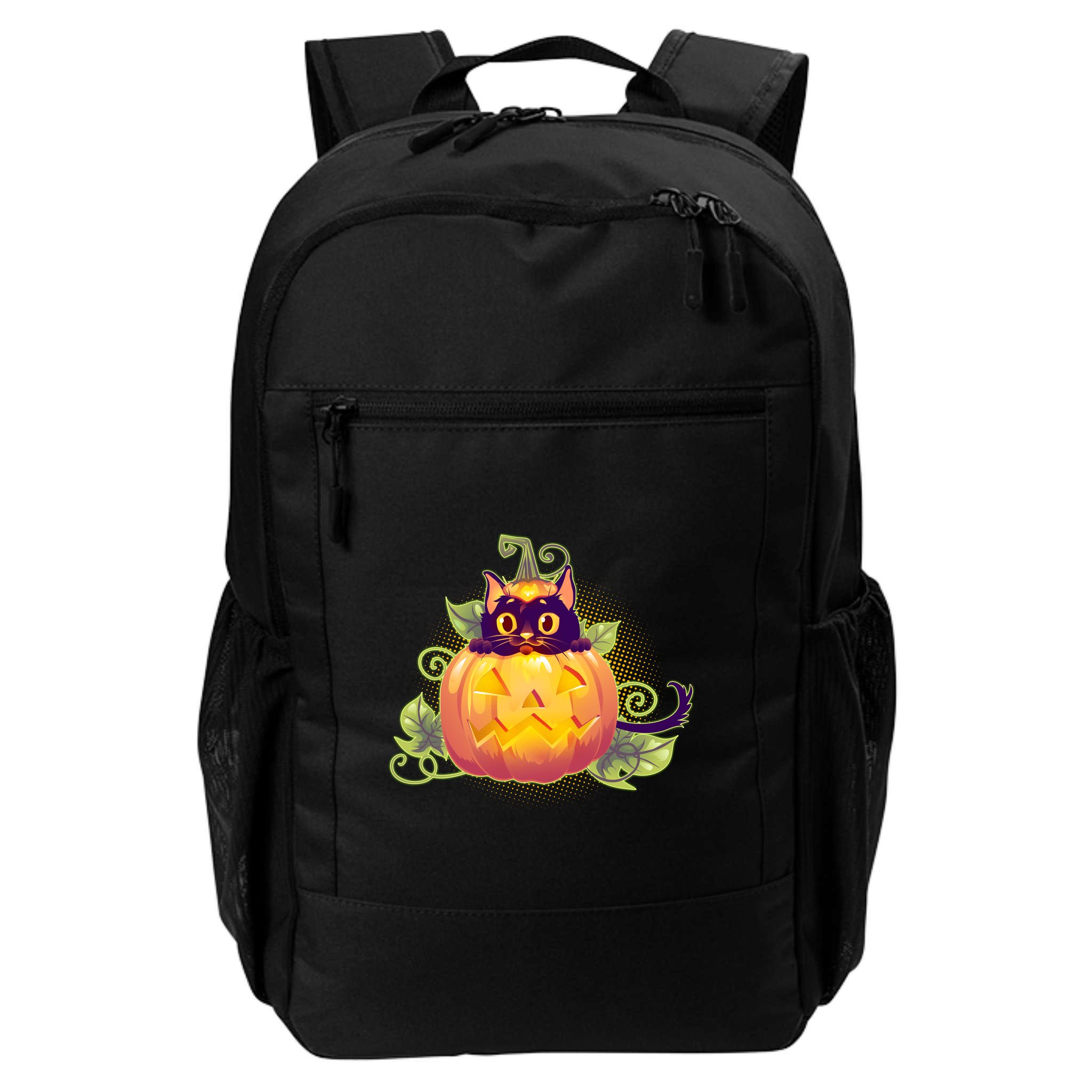 Cute Halloween Jackolantern PumpkinBlack Cat Backpack