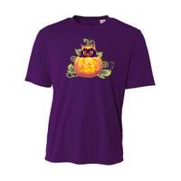 Cute Halloween Jackolantern PumpkinBlack Cat Youth Performance Sprint T-Shirt