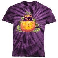 Cute Halloween Jackolantern PumpkinBlack Cat Kids Tie-Dye T-Shirt