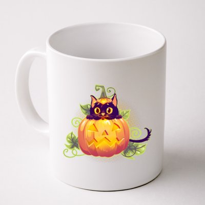 Cute Halloween Jackolantern PumpkinBlack Cat Coffee Mug