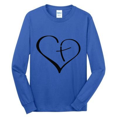 Christian Heart Jesus Cross Religious Gifts Christian Tall Long Sleeve T-Shirt