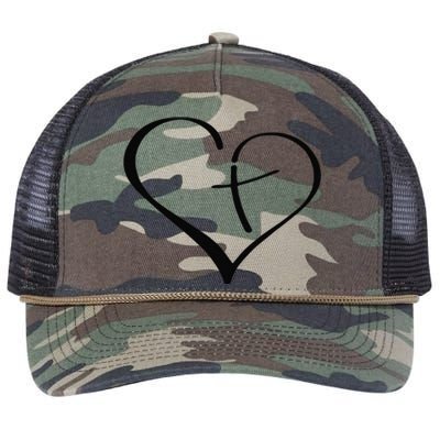 Christian Heart Jesus Cross Religious Gifts Christian Retro Rope Trucker Hat Cap