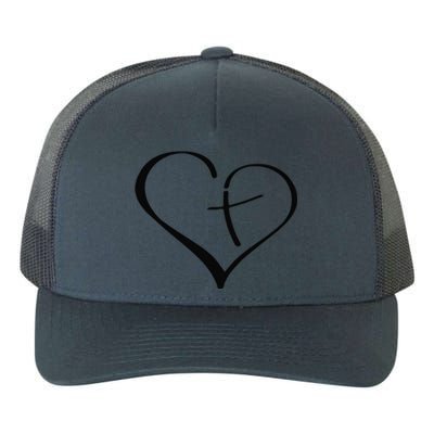 Christian Heart Jesus Cross Religious Gifts Christian Yupoong Adult 5-Panel Trucker Hat