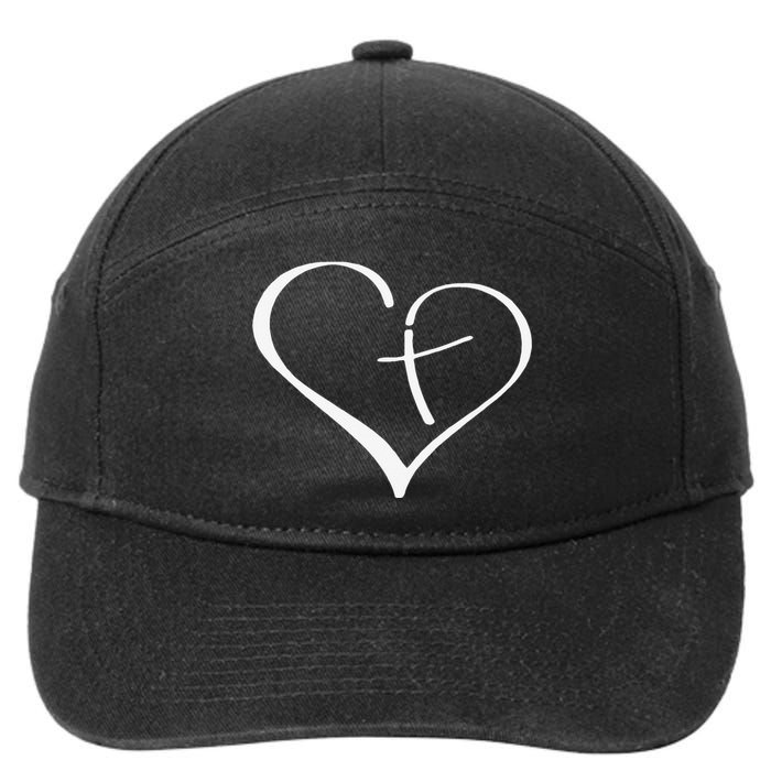 Christian Heart Jesus Cross Religious Gifts Christian 7-Panel Snapback Hat