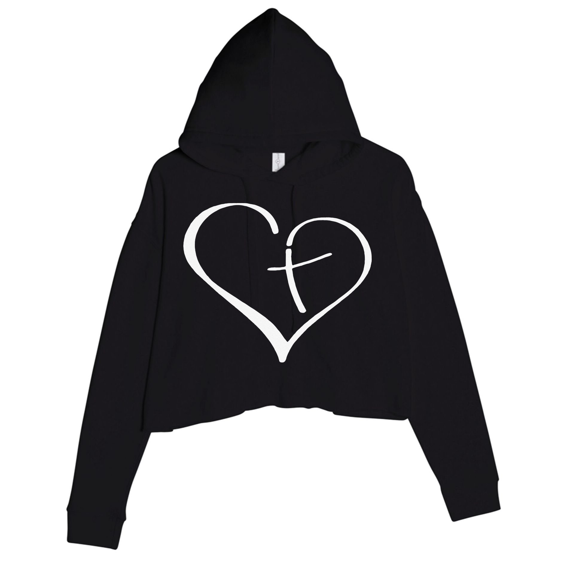 Christian Heart Jesus Cross Religious Gifts Christian Crop Fleece Hoodie