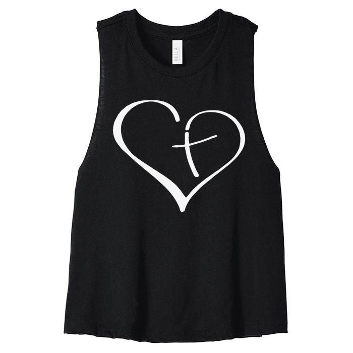 Christian Heart Jesus Cross Religious Gifts Christian Women's Racerback Cropped Tank