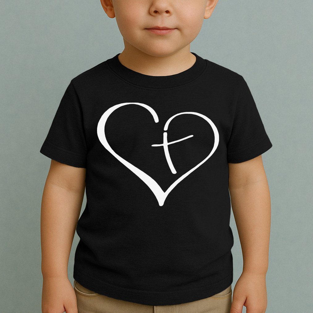 Christian Heart Jesus Cross Religious Gifts Christian Toddler T-Shirt