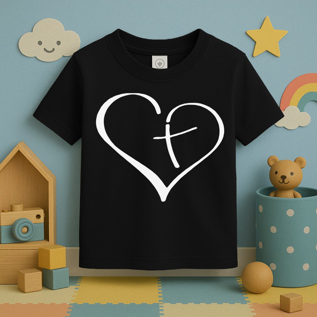 Christian Heart Jesus Cross Religious Gifts Christian Toddler T-Shirt